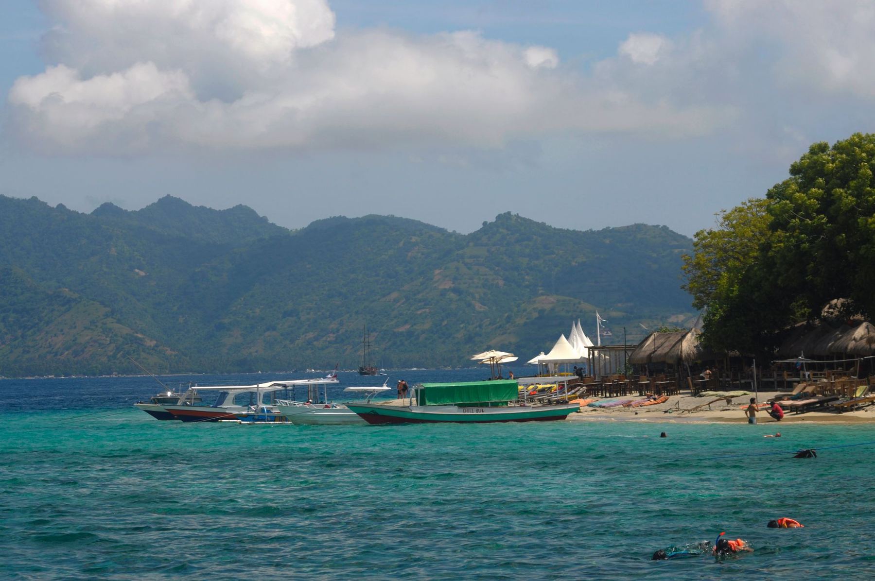 Beach and moored boats, West Nusa Tenggara