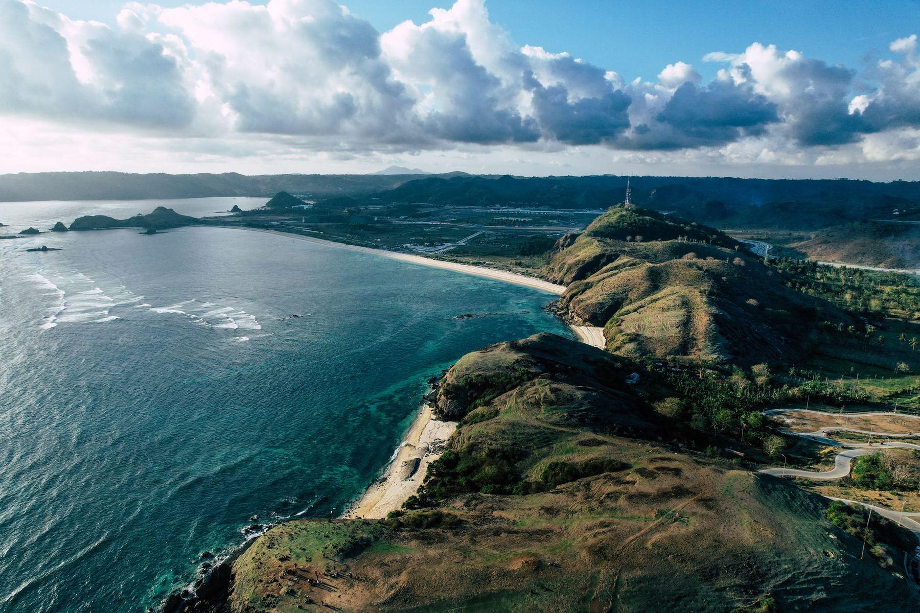 Mandalika beach and coastline from the air, Lombok